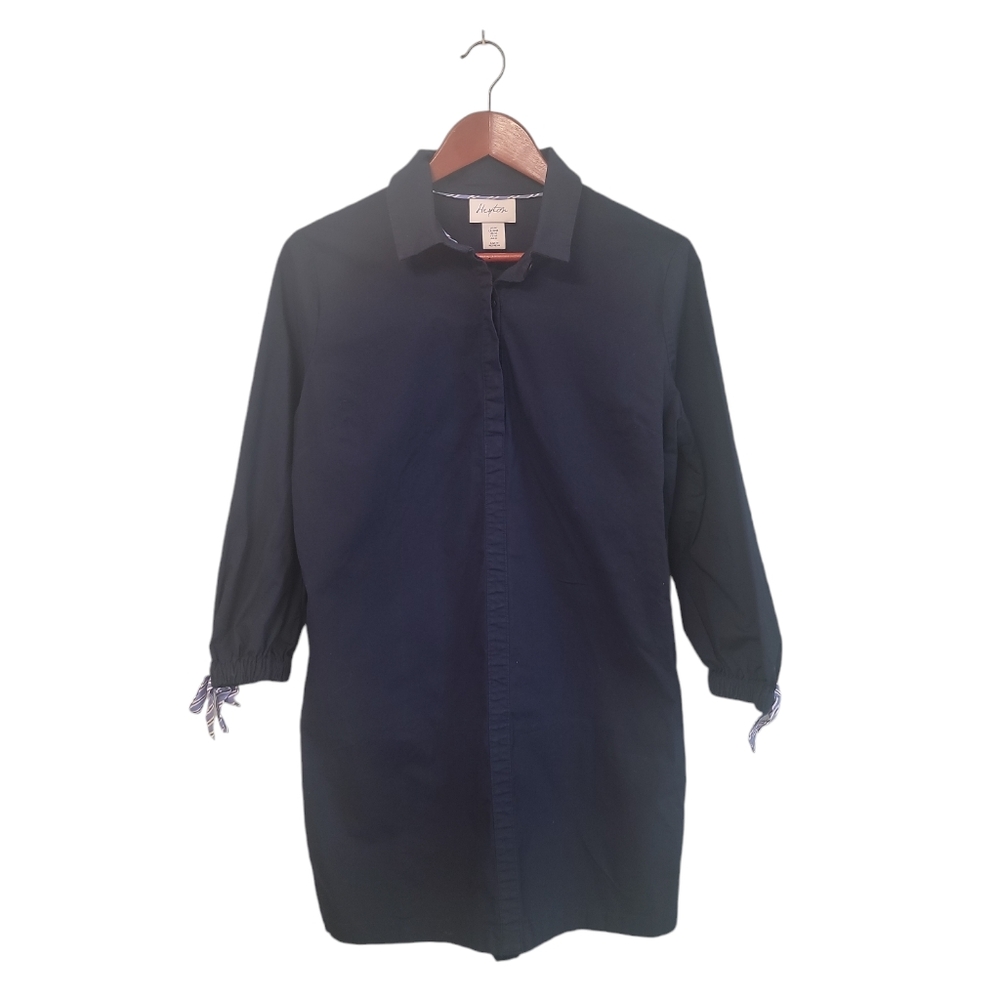 Heyton‎ Womens Blue Shirt Dress Button Front Knee Length Preppy Size Medium